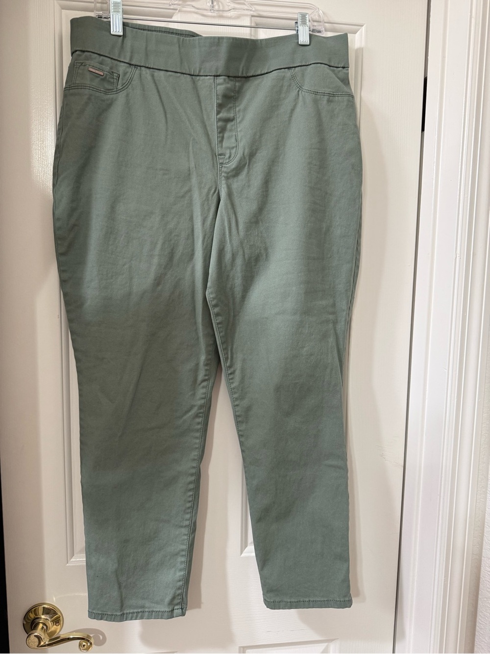 Nine West Heidi Pull-on Olive Green Cropped Stretch Jeans